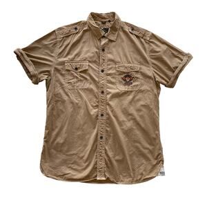 Buffalo by David Britton Men Brown Short Sleeves Collared Front Button Shirt L